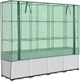 vidaXL rattan megjelenésű magaságyás melegháztakaróval 160x40x153 cm