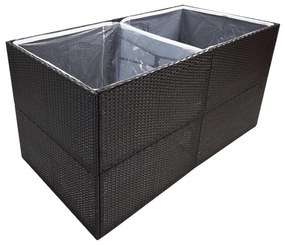fekete polyrattan kerti ültetőláda 157x80x80 cm