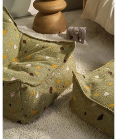 Zöld buklé-zsenília gyerek babzsákfotel Terrazzo Square – Wigiwama