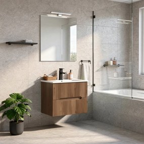 Trent 60 alsó fürdőszobabútor kerámia mosdóval 2 fiókos, sunset tölgy