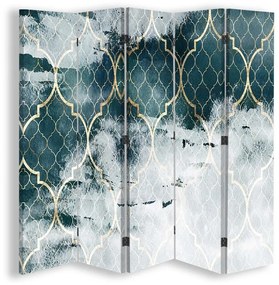 Gario Paraván Marokkói lóhere türkizkék színben Méret: 180 x 170 cm, Kivitelezés: Forgó paraván 360°