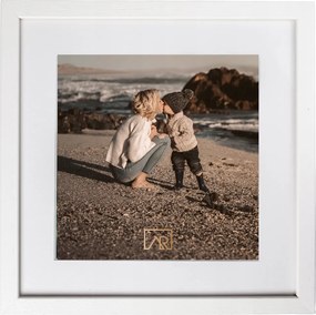 Képkeret 30x30 passepartout 20x20 fehér fa elegáns