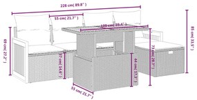 6 részes bézs polyrattan kerti ülőgarnitúra párnával