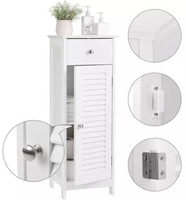 Fürdőszoba szekrény, ajtós, fiókos szekrény, fehér.