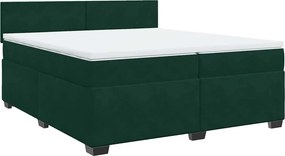vidaXL sötétzöld bársony rugós ágy matraccal 200x200 cm