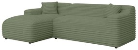 Zöld kordbársony sarokkanapé (bal oldali-heverő résszel) Martin – Ropez