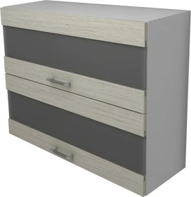 Lecce 2 üvegajtós felső konyhaszekrény, Fehér fa / Fehér, 80 x 30 x 65 cm