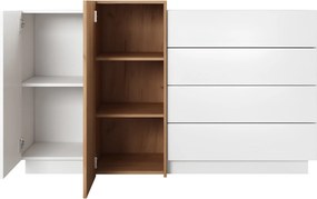 Komód 2D4S, fehér/tölgy craft arany, TRIO