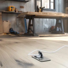 Brilagi - Kültéri beépített padló dupla aljzat IP55 matt króm négyszögletes