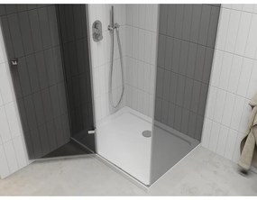 Mexen Roma, zuhanykabin csuklós ajtóval 100 (ajtó) x 120 (fal) cm, 6mm szürke üveg, króm profil + vékony zuhanytálca fehér + króm szifon, 854-100-120…