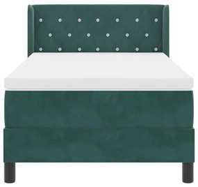 vidaXL Boxrugós ágy matracmal Sötétzöld 190 x 90 cm Poliészter