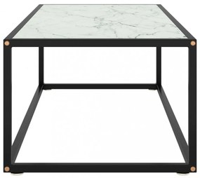 fekete dohányzóasztal fehér márvány mintás üveggel 100x50x35 cm