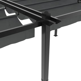 antracitszürke alumínium kerti pavilon behúzható tetővel 3x6 m