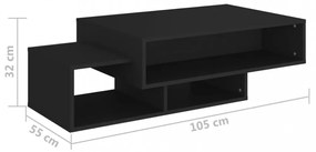 fekete szerelt fa dohányzóasztal 105 x 55 x 32 cm