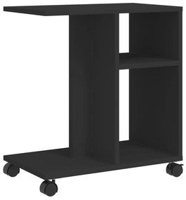 fekete szerelt fa kisasztal kerekekkel 50 x 30 x 55 cm