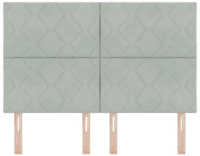 LED Fejtámla Gyémánt Blokkok Mintázat Világosszürke 144 cm Velúr