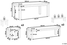 Nyolcszemélyes beton étkezőasztal két paddal és hokedlivel OSTUNI Beliani