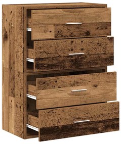 2 db antik fa szerelt fa szekrény 2 fiókkal 60 x 31 x 40 cm