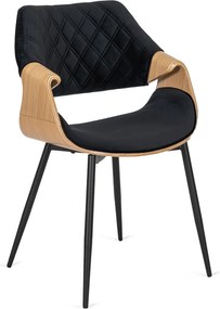 DAKOTA bársony szék fekete / arany tölgy színben