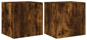 2 db füstös tölgy fali TV-szekrény LED-ekkel 40,5x35x40 cm