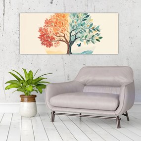 Kép – Duális fa pillangóval (120x50 cm)