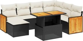 vidaXL 8 részes fekete polyrattan kerti ülőgarnitúra párnákkal