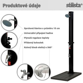 STILISTA Kerti napelemes zuhany + talapzat 35 L fekete