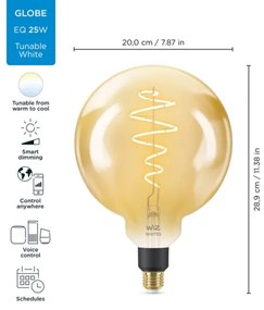 LED Dimmelhető izzó VINTAGE G200 E27/6W/230V 2000-5000K CRI 90 Wi-Fi - WiZ
