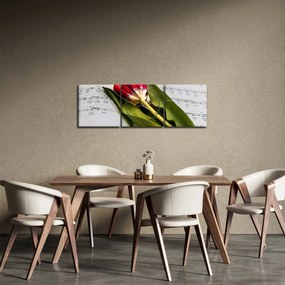 Egy vörös tulipán képe (órával) (90x30 cm)