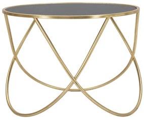 Kerek üveg dohányzóasztal, hajlított lábbal, 60 cm, fekete-arany - CANOPUS