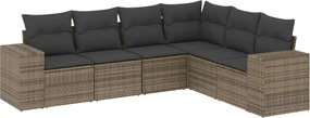 vidaXL 6 részes szürke polyrattan kerti ülőgarnitúra párnákkal