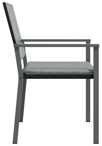 6 db fekete polyrattan kerti szék párnával 54x62,5x89 cm