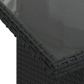 6 darabos kerti kanapé szett párnákkal fekete poli rattanban