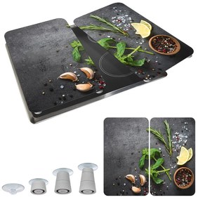 Szürke edzett üveg tűzhely fedőlap szett 2 db-os Universal Herbs – Wenko
