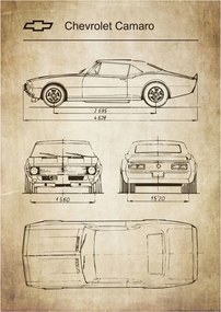 Poszter Chevrolet Camaro Retro Patent Séma