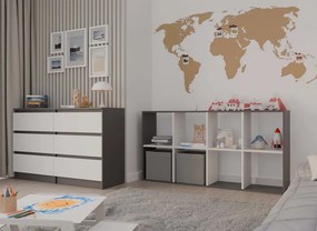 Malax 2x4 polc, 147x75x30 cm, antracit-fehér