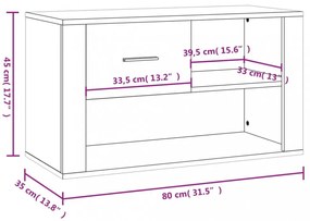 fekete szerelt fa cipősszekrény 80x35x45 cm