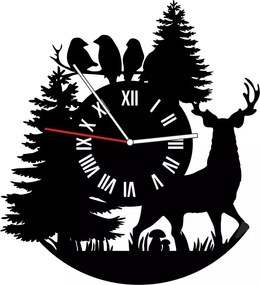 Nagy Fém Falióra 60cm Fekete Erdő Szarvas