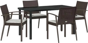vidaXL Kert étkező szett 5 pcs Barna és fekete PE Rattan