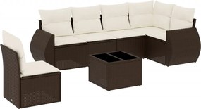 vidaXL 7 részes barna polyrattan kerti ülőgarnitúra párnákkal