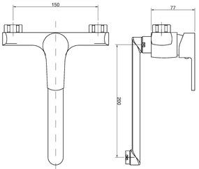 Invena Verso, falra szerelhető mosogató csaptelep hosszú kifolyóval 200mm, króm, INV-BC-82-001-C