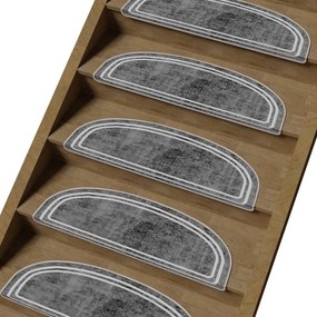 Szürke lépcsőszőnyeg szett 16 db-os 20x65 cm Plain – Vitaus