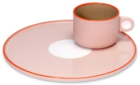Greta rózsaszín agyagkerámia csésze és tányér, 250 ml - Remember