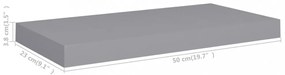 szürke MDF lebegő fali polc 50 x 23 x 3,8 cm