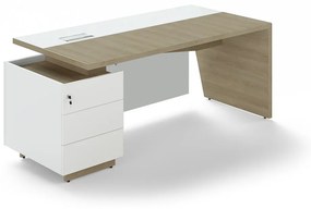 Trevix asztal 200,5 x 90 cm + bal konténer, homoki tölgy / fehér