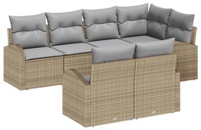 vidaXL Kerti Kanapé Szett 7 pcs Beige és Világosszürke polirattan