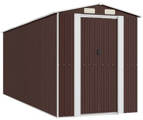 sötétbarna horganyzott acél kerti fészer 192 x 523 x 223 cm