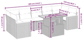 8 részes fekete polyrattan kerti ülőgarnitúra párnákkal