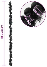 Karácsonyi gömb girland Fekete 186 cm Polisztirol