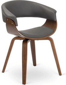 Krzesło GARY Ekoskóra Szare/Orzech